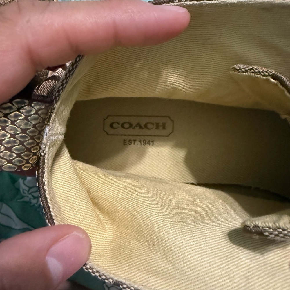 COACH Brown and Gold Indiana Hightop Sneakers Size 8.5 B - Picture 10 of 10